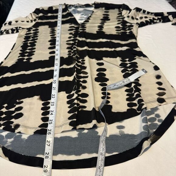 Alembika Womens Abstract Mod Print Hi-Low Top Small Boho Artsy Lagenlook - Picture 8 of 10